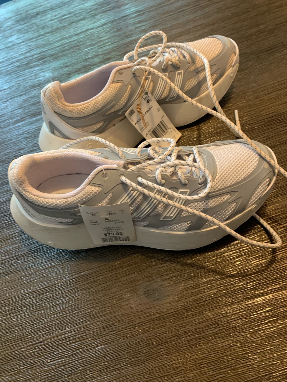 adidas Women's White and Light Gray Chunky Platform Sneakers